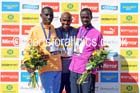 From left to right:Stanley Biwott 2nd, Mo Farah winner and Mike Kigen 3rd in the mens Morrisons Great North Run. Photo: David T. Hewitson/Sports for All Pics